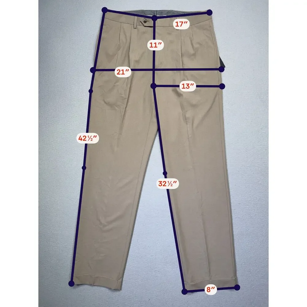 Michael Kors Men's Pleated Solid Classic Fit Pants Tan 32x32 $95